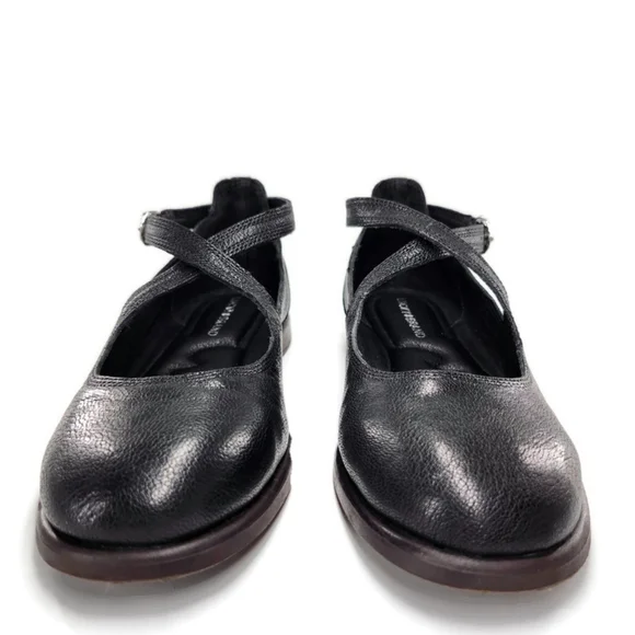 Lucky Brand Necia Black Leather Criss-Cross Mary-Jane Straps Round-Toe Flats - Picture 3 of 12